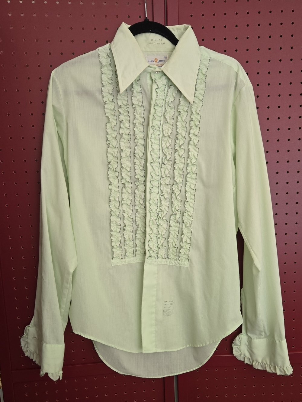 Vintage mint green ruffle tuxedo shirt